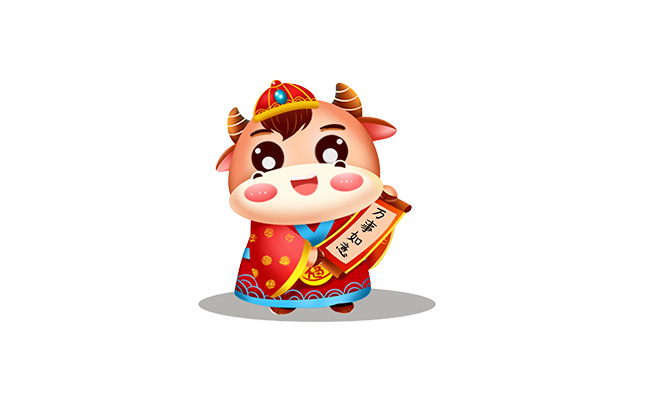 卡通动漫牛年万事如意图案素材