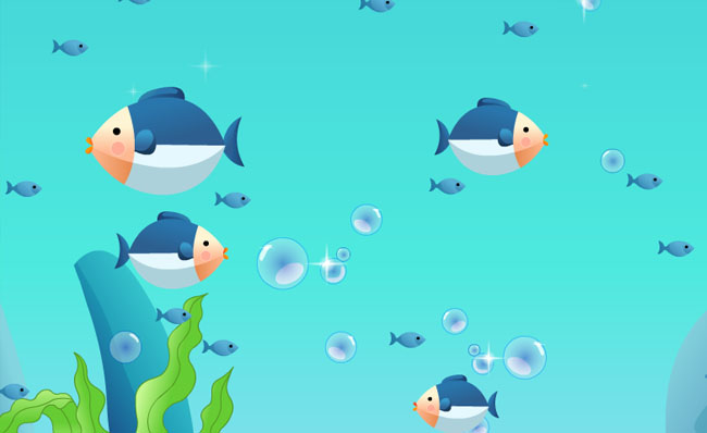 保护地球蓝色海洋世界里面游动的鱼动画