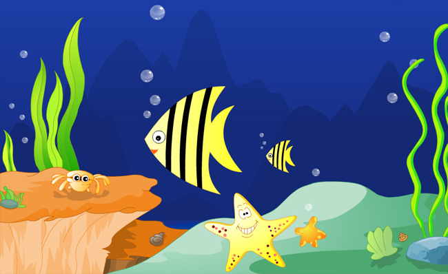 虎斑鱼螃蟹海洋世界动画背景素材