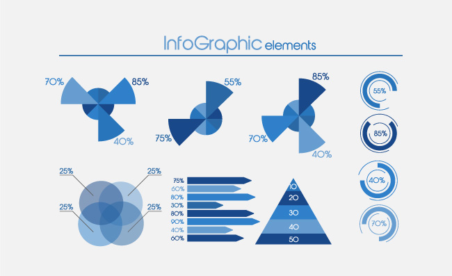 蓝色系列信息图表素材