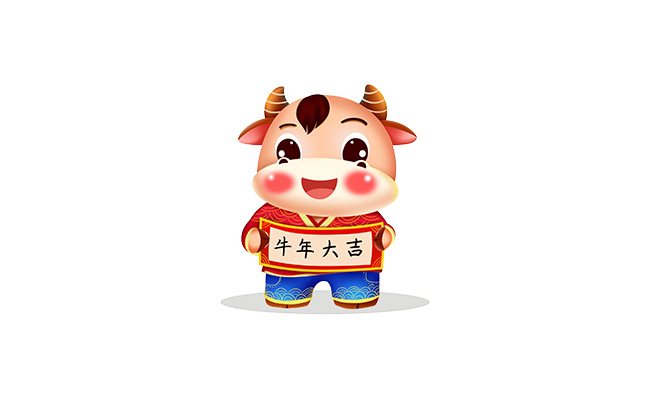 牛年大吉卡通漫画背景素材