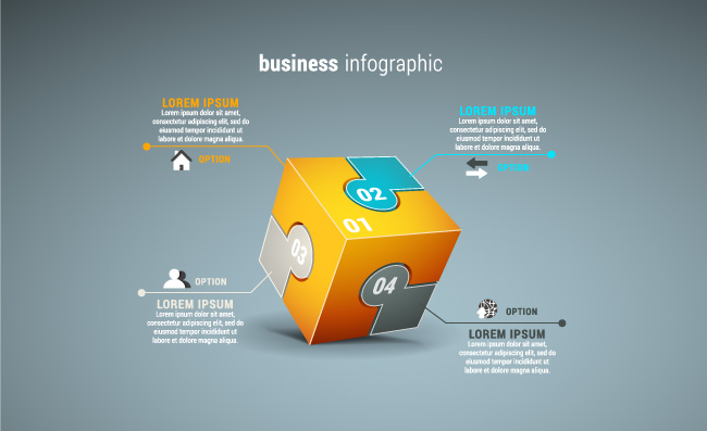 立体方块图形图表信息标注素材