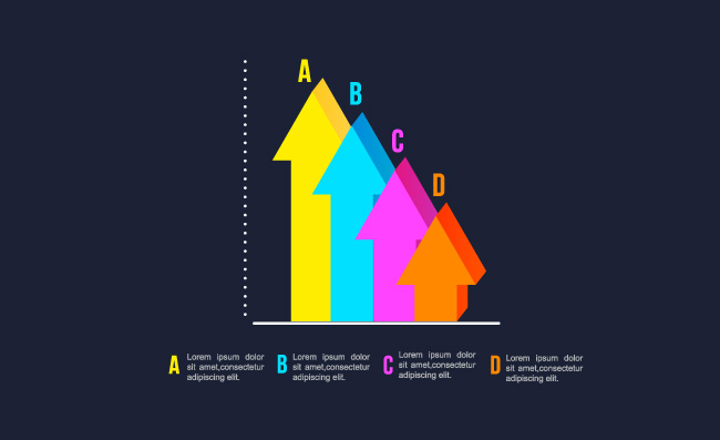 立体箭头图形统计分析图表模板