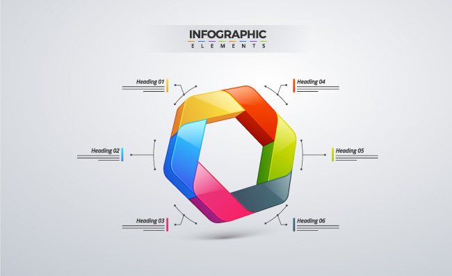 六边形彩色图表立体素材
