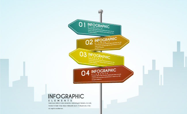 路标指示牌矢量图表信息图设计素材