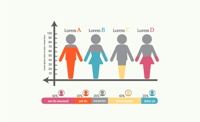 人数统计小图表元素素材