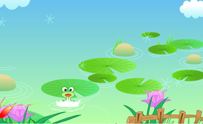 在池塘蹦跳的卡通动漫青蛙动画短片模板