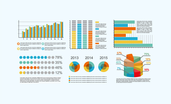 矢量彩色数据占比简单图表素材