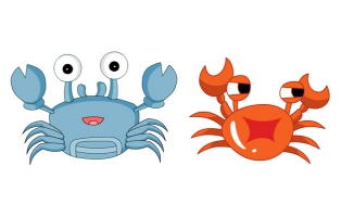 2种不同品种的螃蟹卡通动