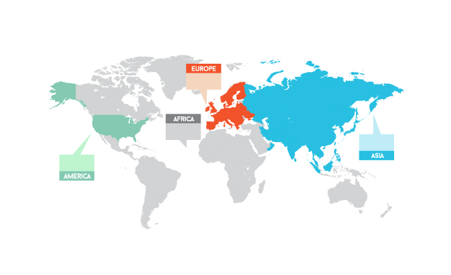 矢量世界地图统计图表素材