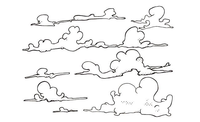 手绘云雾图案元素漫画专用素材