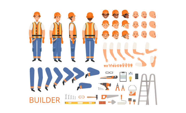 工程师角色矢量建造者工人工程师矢量人物素材