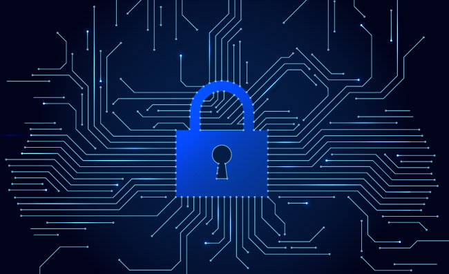 网络安全挂锁图标数据保护网络安全数字技术智能程序控制矢量素材