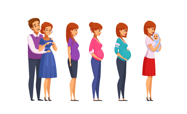 怀孕过程准妈妈孕妇人物素材
