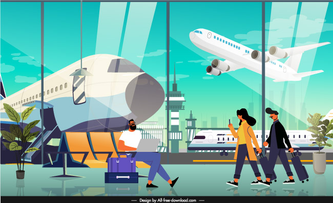 机场候机人员场景素材插图