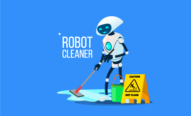 机器人擦净地板打扫做清洁插图