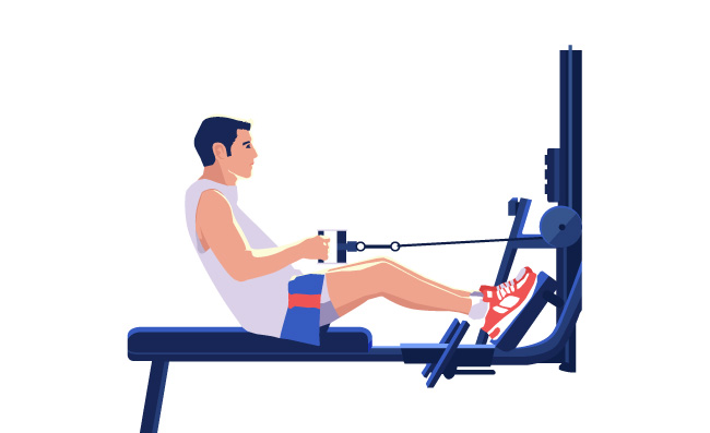 健身房健身锻炼的男人插画