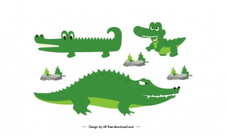 动物鳄鱼卡通元素素材矢