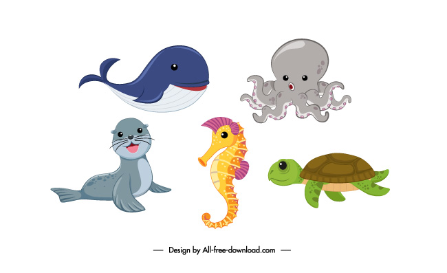 海洋生物动物矢量卡通素材