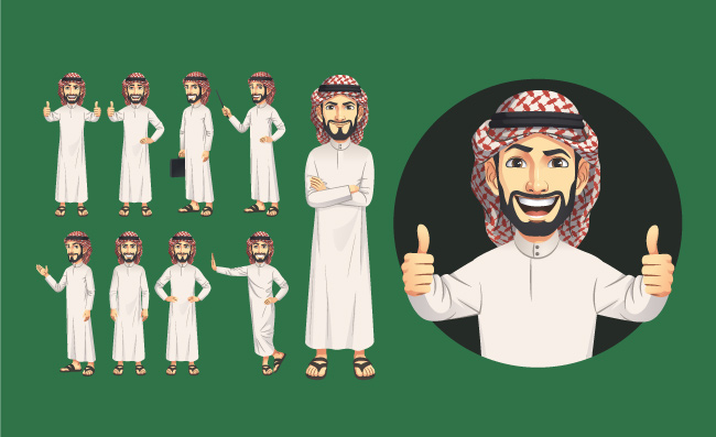 卡通阿拉伯商人人物素材