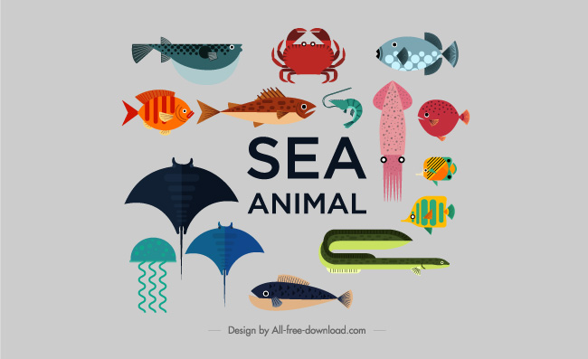 卡通海洋生物插画素材动物矢量元素