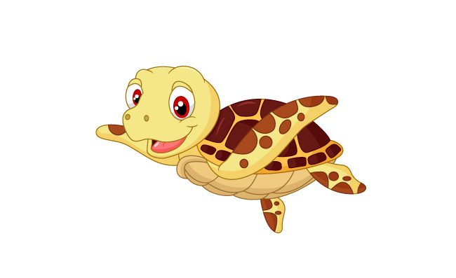 卡通可爱小乌龟矢量动物插图