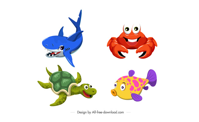卡通乌龟海洋生物插画素材动物矢量元素