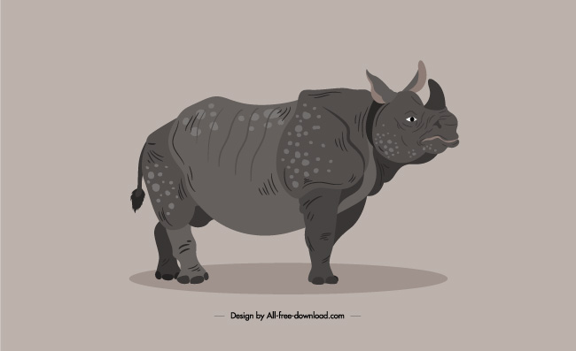 卡通犀牛插画素材动物矢量元素