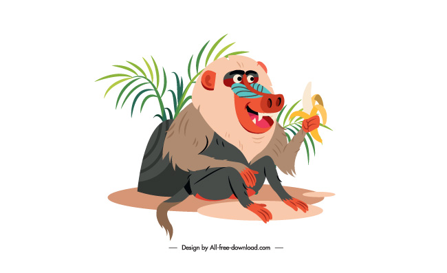 可爱动物猴子卡通素材矢量