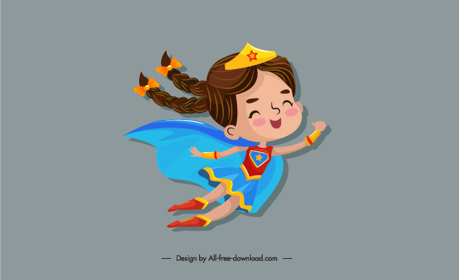 卡通可爱小超人女孩人物素材