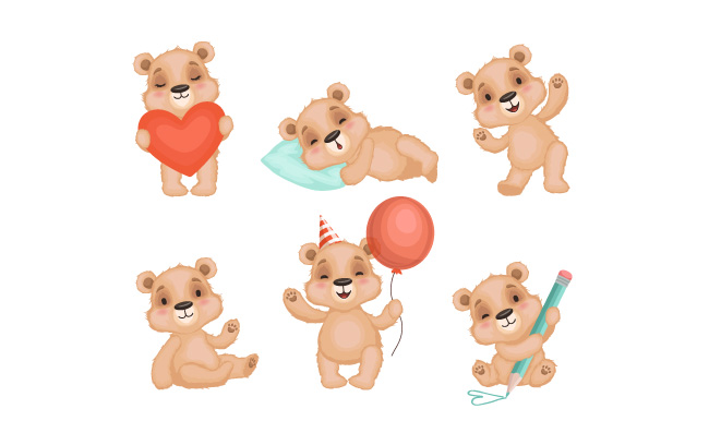 可爱动物泰迪熊玩具节日礼物矢量图