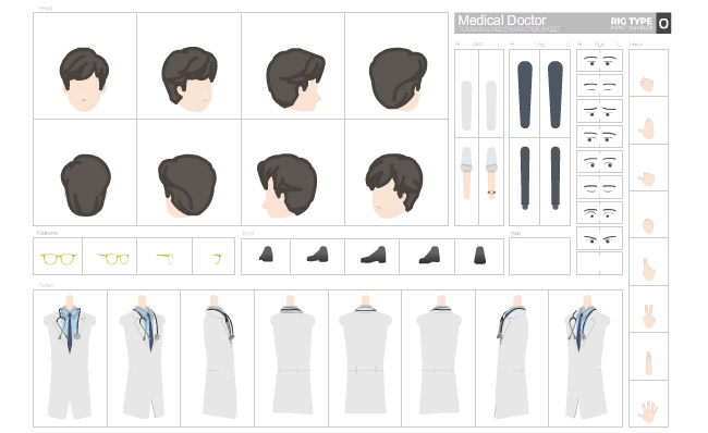 男医生卡通动漫形象分解图素材