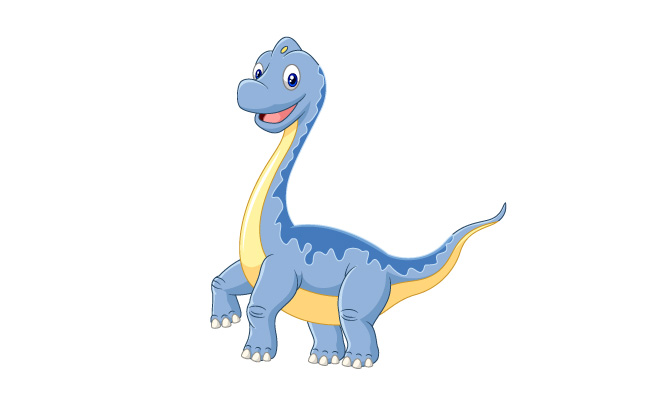 可爱蓝色小恐龙动物矢量插图