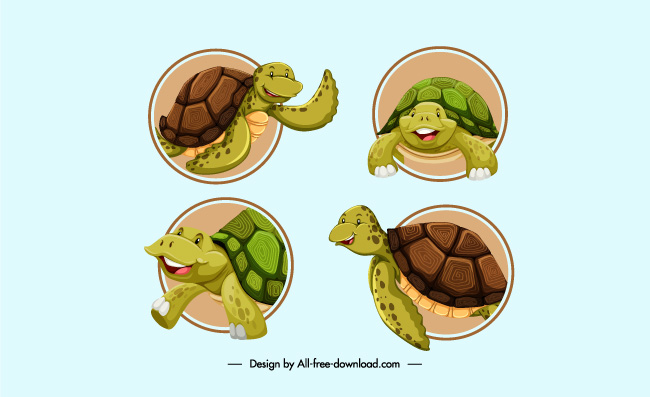 可爱乌龟海龟动物矢量卡通素材