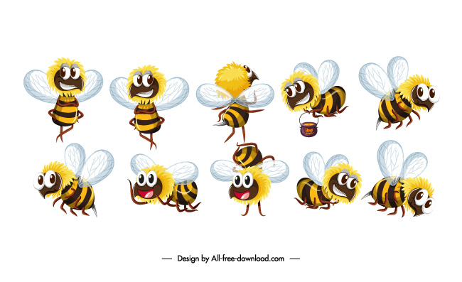 可爱小蜜蜂动物矢量素材
