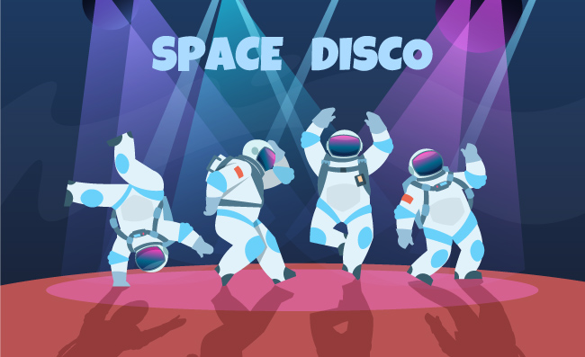 卡通宇航员矢量跳舞太空人装扮的人物素材