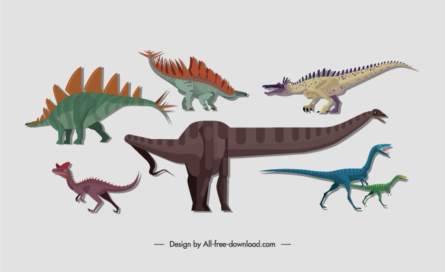 恐龙远古动物矢量卡通素材