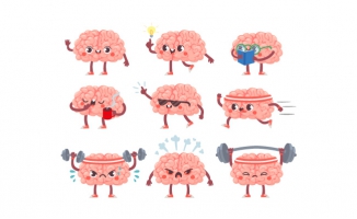 大脑不同的姿势和情绪卡