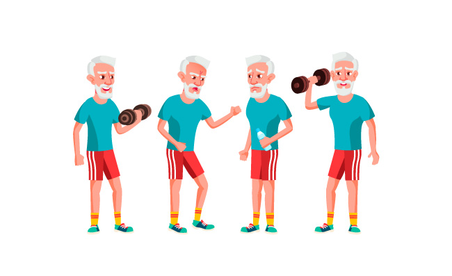 老年人运动锻炼老年工作者放松活动人物素材