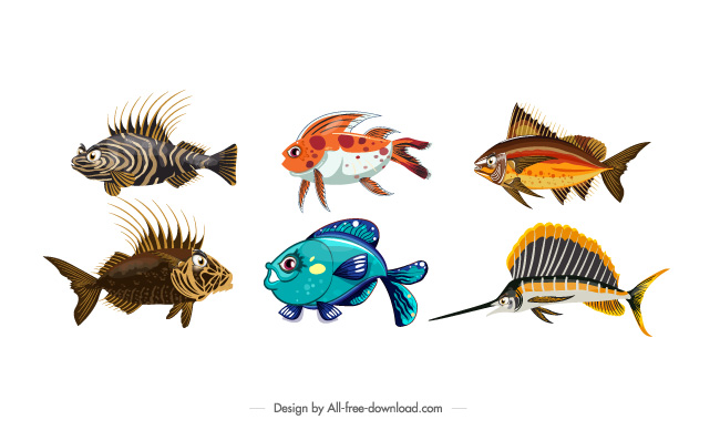 鱼插画素材动物矢量元素