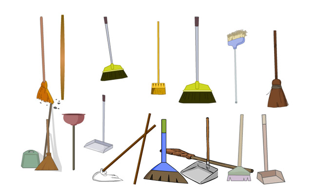 各种打扫卫生扫把道具工具素材