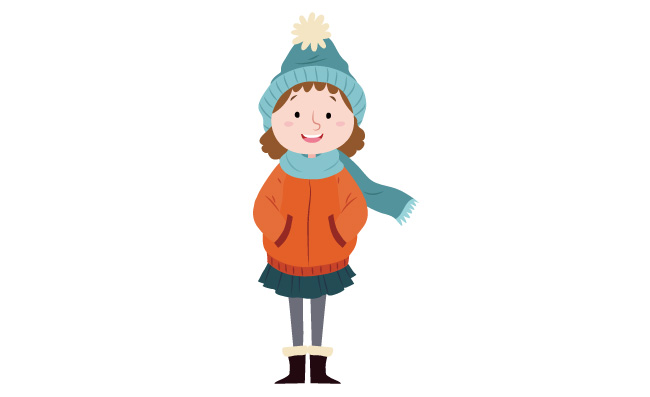 冬季女孩插画手绘元素
