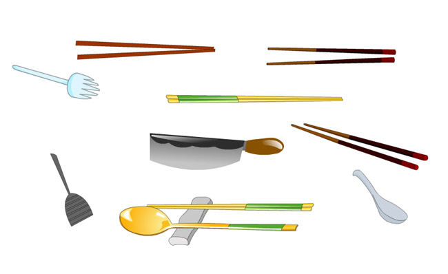 厨房用品筷子菜刀吃饭用品动画道具素材