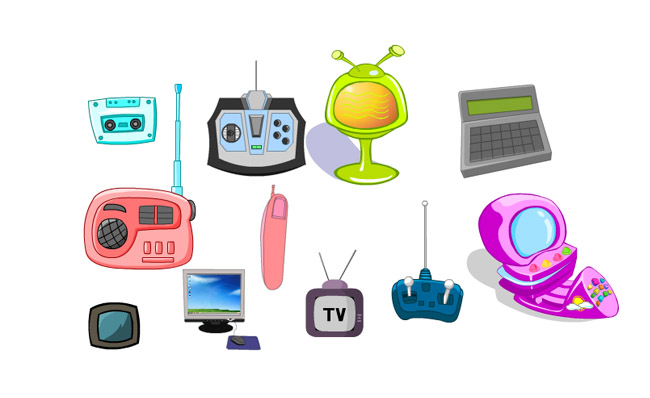 磁带老式收音机及遥控设备动画道具素材