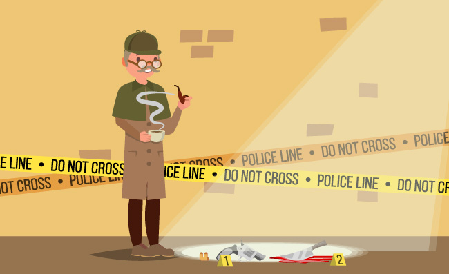 犯罪现场侦探卡通插图