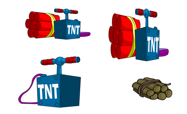 爆破工具炸药动画视频制作道具素材