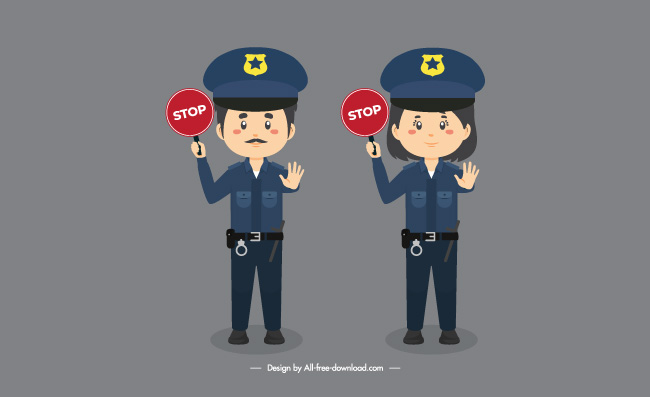 卡通Q版警察人物矢量