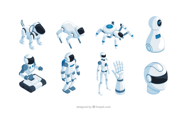 科技2.5D人工智能机器人系列矢量素材