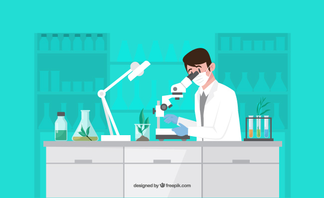 科学家显微镜下生物技术研究插图矢量