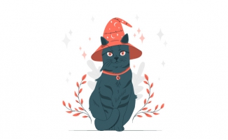可爱猫咪万圣节装扮插画
